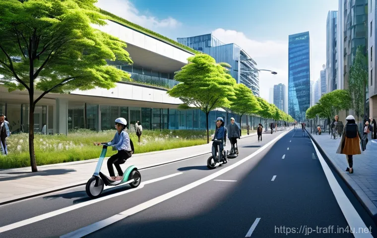 대중교통과 공유킥보드 최적 조합 - **Prompt 2: Leisurely City Exploration and Discovery**
    A charming, slightly elevated perspective...